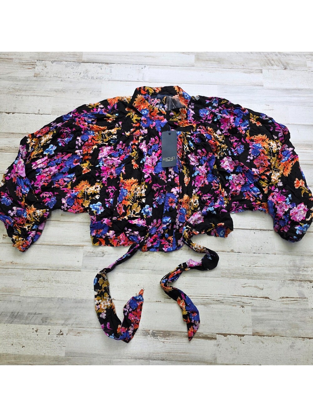 Rachel Roy NEW w/ Tags Floral Blouse SM Top Crop w/ Tie